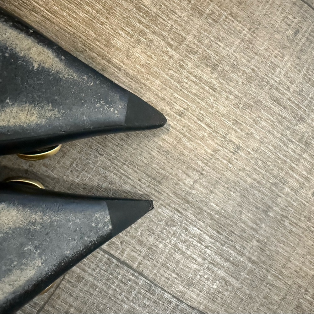 BALENCIAGA Square Knife BB Slingback Black Leather Mules - Picture 11 of 11